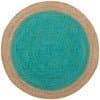 8' Round Braided Jute Area Rug in Teal - HER Home Design Boutique
